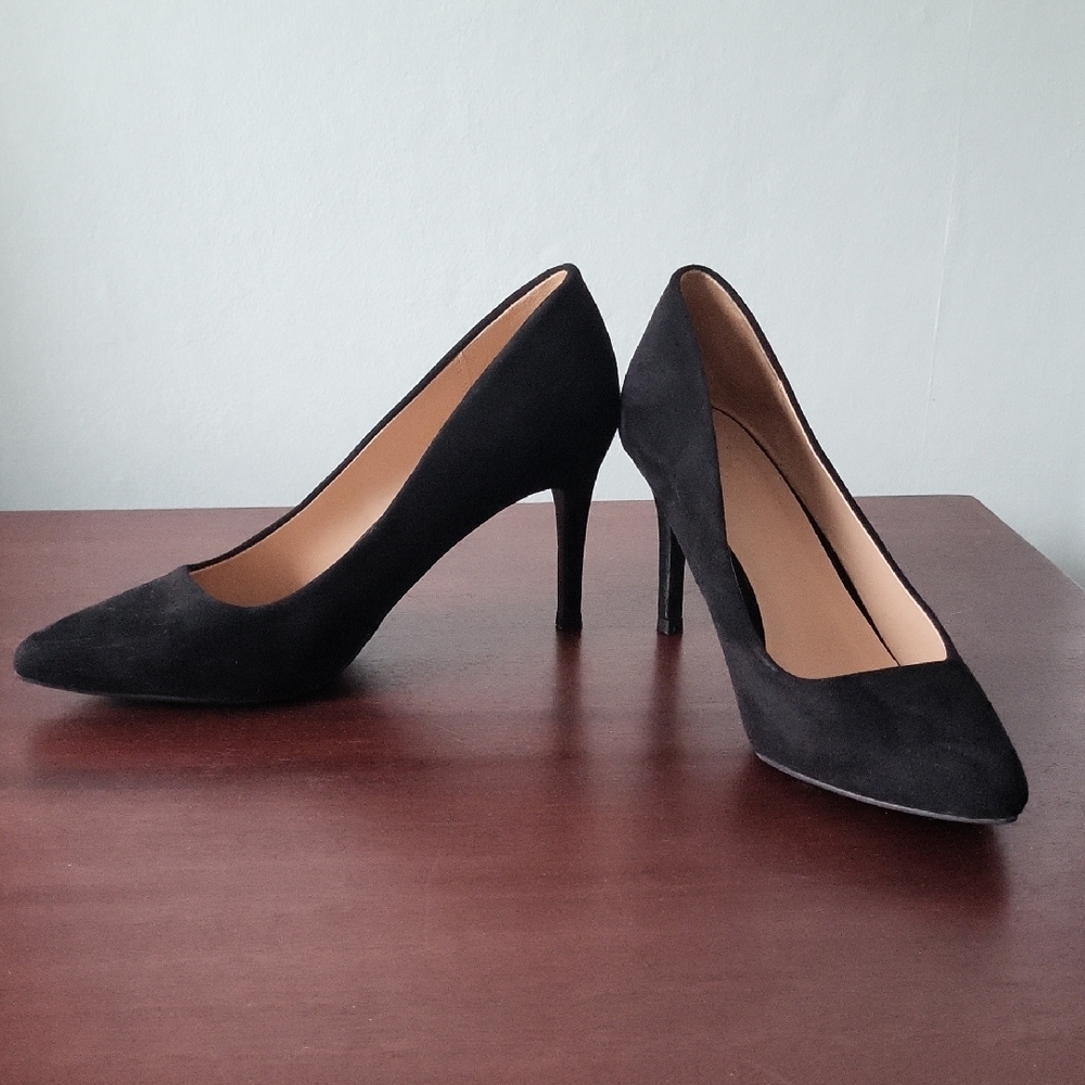 a new day Black Suede Pointed-Toe Stiletto Pumps